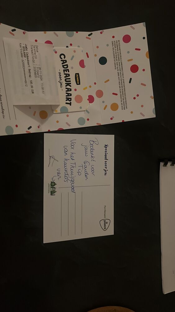 Bedankfoto huurder boodschappenbon 