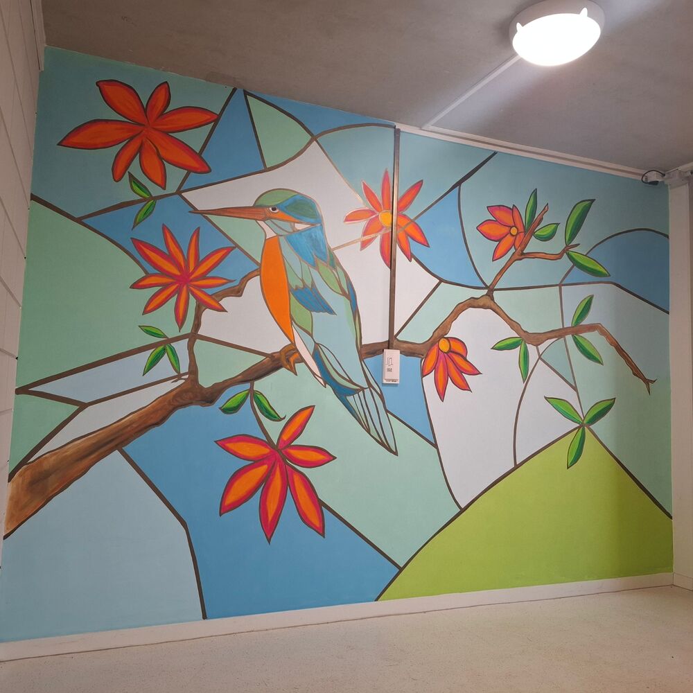 Wandschildering roodborstje
